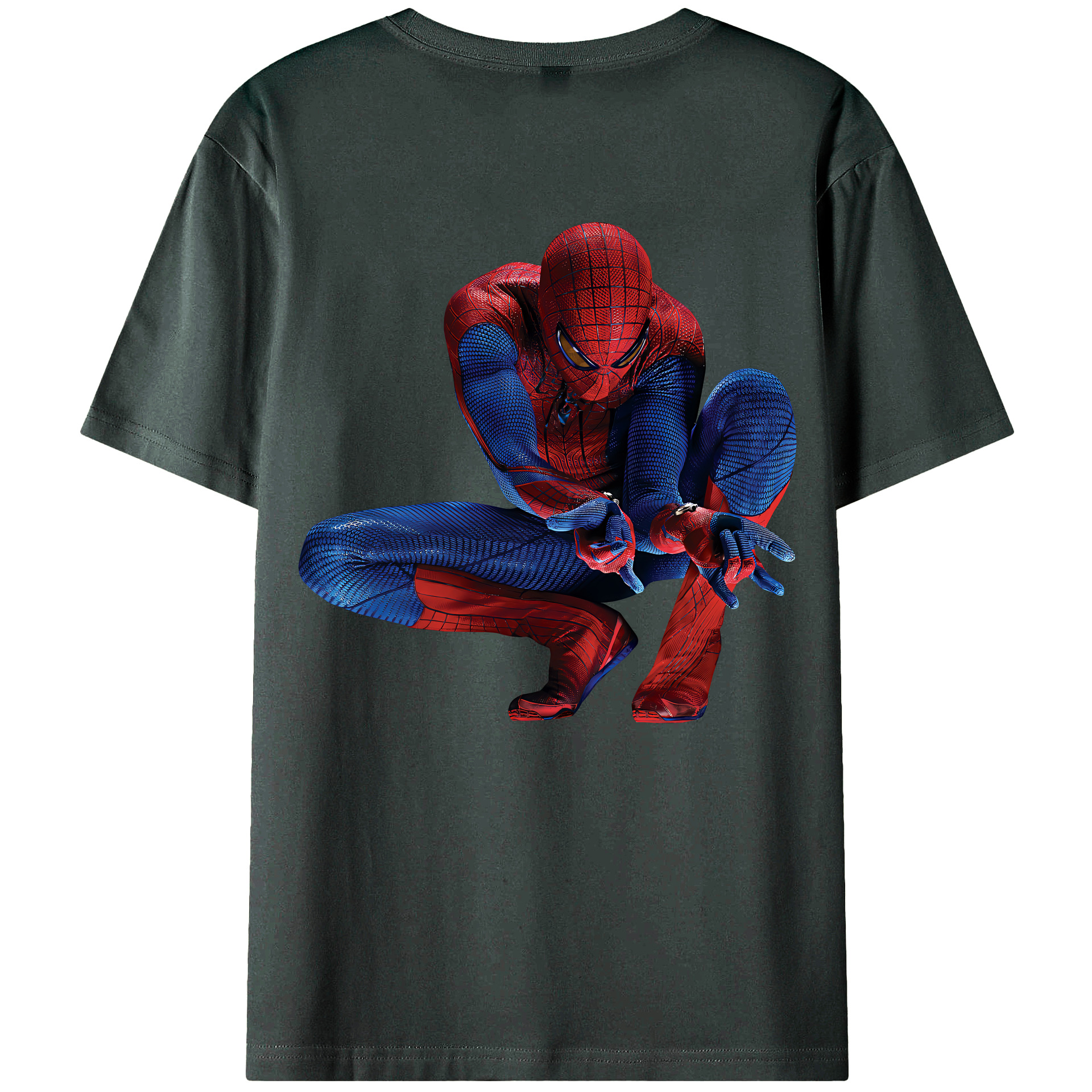 （画像用） Spider Man スパイダーマン 綿100％ メンズ半袖Tシャツ（バックプリント） 通気性